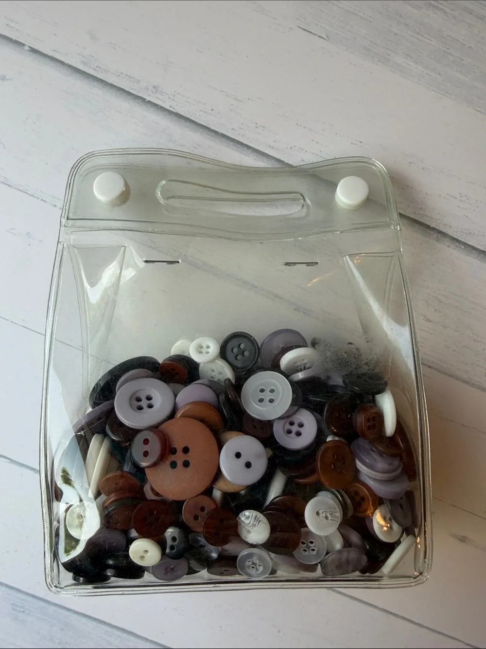 Assorted Button Lot in Clear Storage Pouch | Mixed Colors | Sewing & Crafts